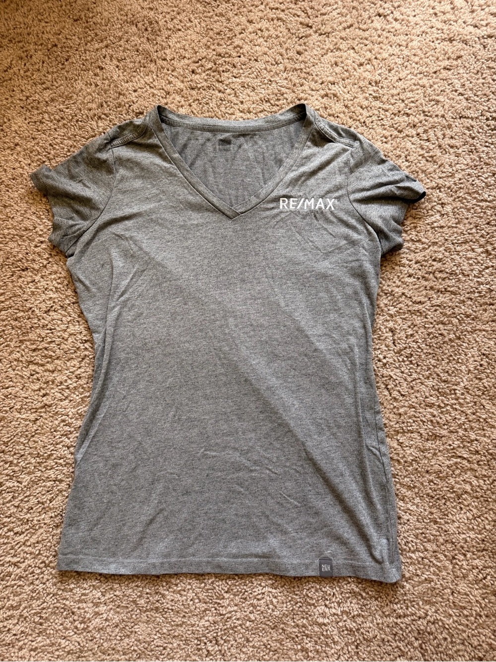 New Era REMAX Women's Gray V-Neck Tee RE/MAX